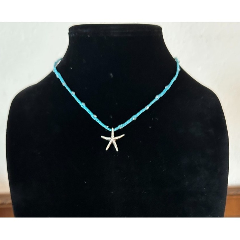 Cute Bohemian‎ Teal Beaded Starfish Necklace Ocean Beach Vacation Gift